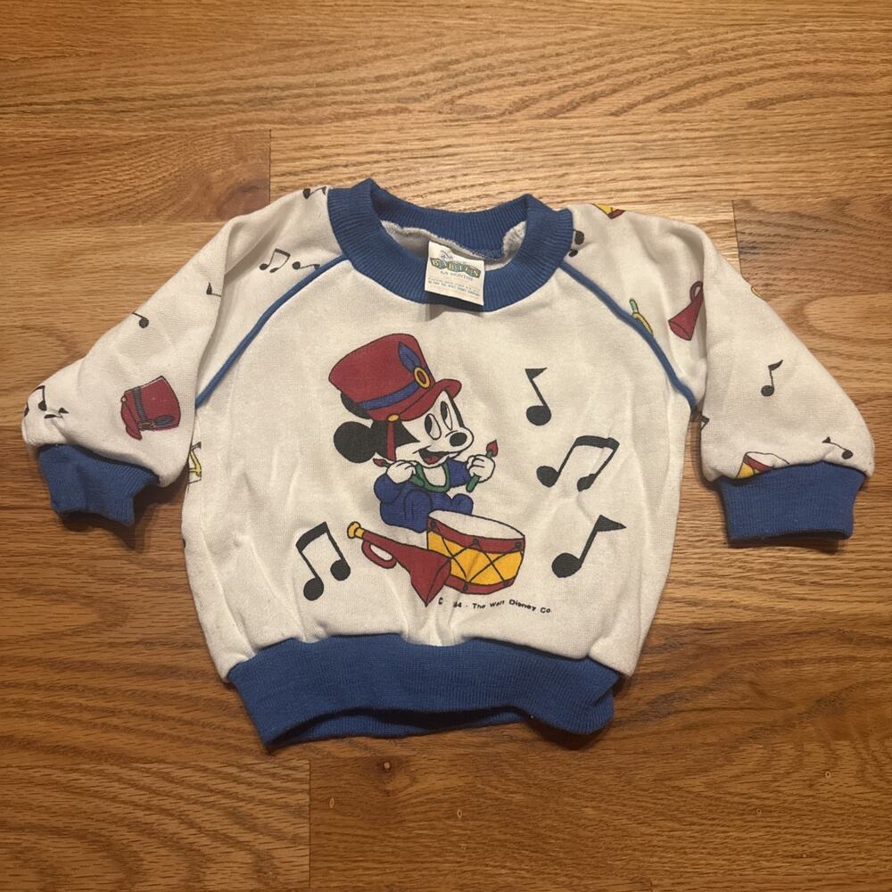 Vintage Disney Sweater Sweatshirt Baby 6-9 Months Mickey Mouse 80s Pullover USA